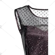 Christmas Printed esh Panel Vintage Dress - Black Fansmadedirect