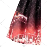 Christmas Printed esh Panel Vintage Dress - Black Fansmadedirect