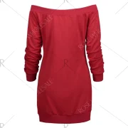 Christmas Reindeer Print Tunic kew Neck weatshirt - Red Fansmadedirect