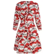 Christmas Santa Claus Print ini T-shirt Dress - Ruby Red Fansmadedirect