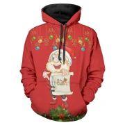 Christmas Santa Print Long Sleeve Hoodie - Fansmadedirect