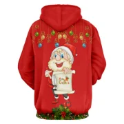 Christmas Santa Print Long Sleeve Hoodie - Fansmadedirect