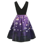 Christmas Set Petal Collar Positioning Print Vintage Skirt - Red Fansmadedirect