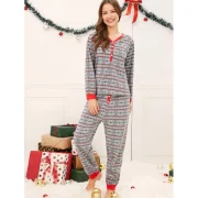 Christmas Snowflake Print Matching Family Pajamas - Light Gray Dad Fansmadedirect