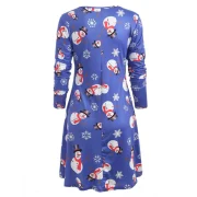 Christmas Snowman Print Tee Dress - Ocean Blue Fansmadedirect