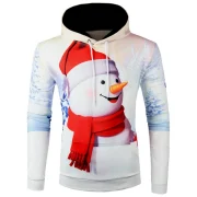 Christmas Snowman Printed Pocket Hoodie - Fansmadedirect