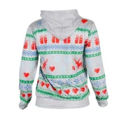 Christmas Theme Deer Printed Pullover Hoodie - Gray Fansmadedirect