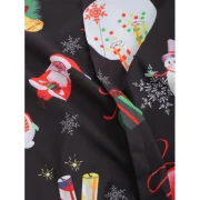 Christmas Theme Printed Long Sleeve Shirt - Black Fansmadedirect