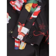Christmas Theme Printed Long Sleeve Shirt - Black Fansmadedirect