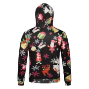 Christmas Theme Printed Pullover Hoodie - Black Fansmadedirect