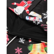 Christmas Theme Printed Pullover Hoodie - Black Fansmadedirect