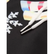 Christmas Theme Printed Pullover Hoodie - Black Fansmadedirect