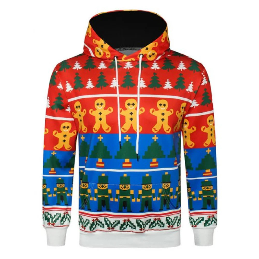 Christmas Tree Cookie Printed Drawstring Hoodie - Fansmadedirect