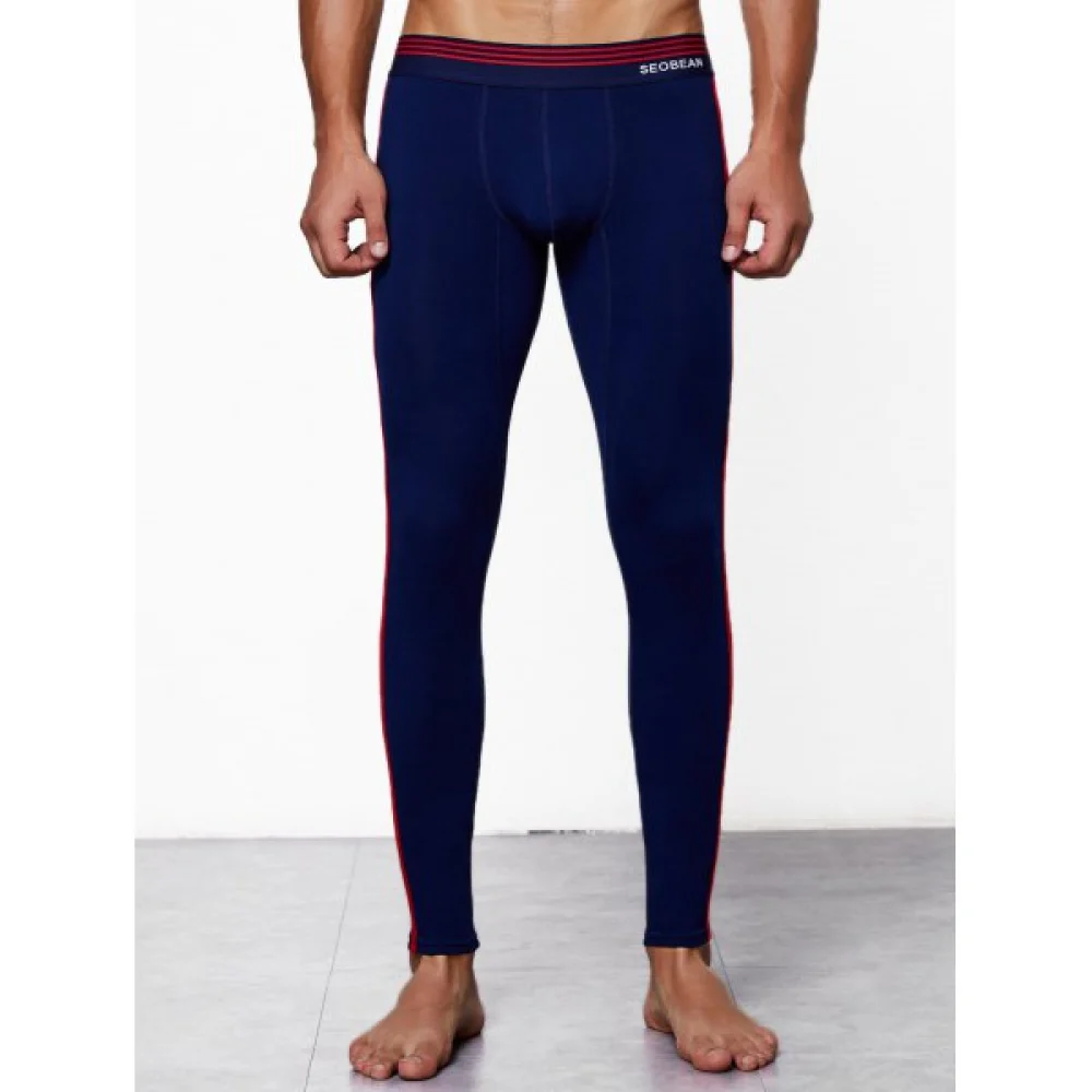 Close-fitting Solid Color Long Johns - Navy Blue Fansmadedirect