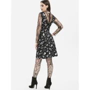 Cobweb Lace kull Moth Mini Halloween Dress - Black Fansmadedirect