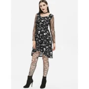 Cobweb Lace kull Moth Mini Halloween Dress - Black Fansmadedirect