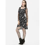 Cobweb Lace kull Moth Mini Halloween Dress - Black Fansmadedirect