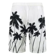 Coconut Palms Print Drawstring Board Shorts - White Fansmadedirect