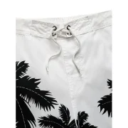 Coconut Palms Print Drawstring Board Shorts - White Fansmadedirect