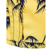 Coconut Tree Print Button Up Shirt - Yellow Fansmadedirect