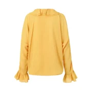 Cold houlder Bell leeve Blouse - Bright Yellow Fansmadedirect