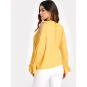 Cold houlder Bell leeve Blouse - Bright Yellow Fansmadedirect