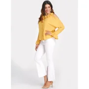 Cold houlder Bell leeve Blouse - Bright Yellow Fansmadedirect