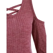 Cold houlder Criss Cross Three Quarter leeves Tee - Tulip Pink Fansmadedirect