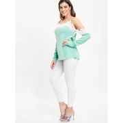 Cold houlder Lace Panel weater - Light Aquamarine Fansmadedirect