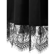 Cold Shoulder Lace Mesh Insert Midi Dress - Black Fansmadedirect