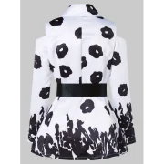 Cold Shoulder Printed Coat - White Fansmadedirect