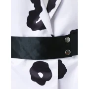 Cold Shoulder Printed Coat - White Fansmadedirect