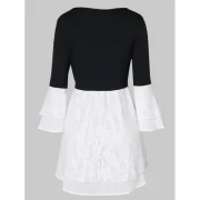 Color Block ace Insert Empire Waist Blouse - White Fansmadedirect