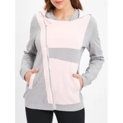 Color Block Asymmetrical Zip Hoodie - Gray Fansmadedirect