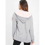 Color Block Asymmetrical Zip Hoodie - Gray Fansmadedirect