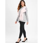Color Block Asymmetrical Zip Hoodie - Gray Fansmadedirect