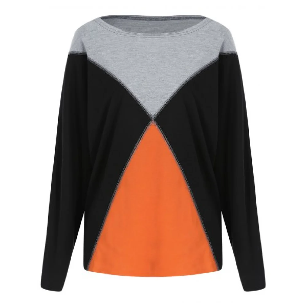 Color Block Batwing leeve T-shirt - Black Fansmadedirect