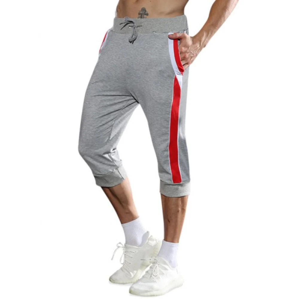 Color Block Casual Jogger Shorts - Light Slate Gray Fansmadedirect