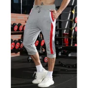 Color Block Casual Jogger Shorts - Light Slate Gray Fansmadedirect