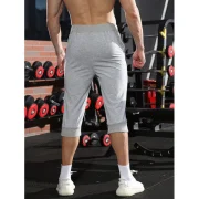 Color Block Casual Jogger Shorts - Light Slate Gray Fansmadedirect