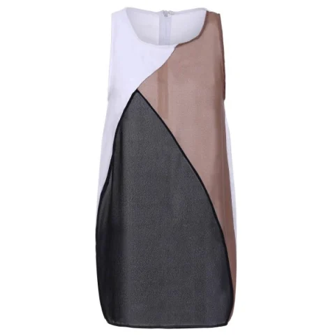 Color Block Casual Tank Shift Dress - Fansmadedirect