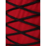 Color Block Criss Cross Gothic Hooded Dress - Red Wine Fansmadedirect