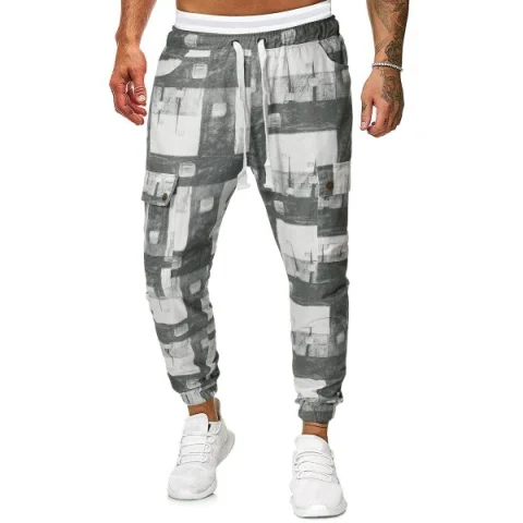 Color Block Geometric Graphic Print Casual Jogger Pants - Fansmadedirect