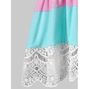 Color Block Lace Trim T-shirt - White Fansmadedirect