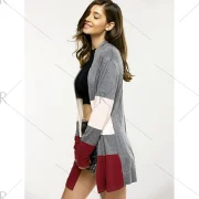 Color Block Open Front Cardigan - Fansmadedirect