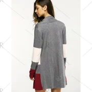 Color Block Open Front Cardigan - Fansmadedirect