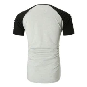 Color Block Panel Pleated Raglan Sleeves Casual T-shirt - Black Fansmadedirect