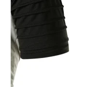 Color Block Panel Pleated Raglan Sleeves Casual T-shirt - Black Fansmadedirect