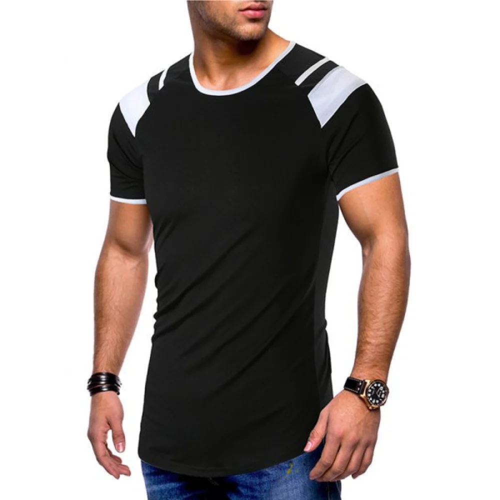 Color Block Panel Raglan leeves Ringer Tee - Black Fansmadedirect