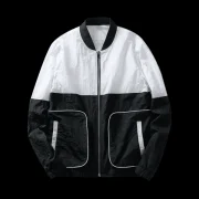 Color Block Pockets Casual Thin Jacket - Black Fansmadedirect